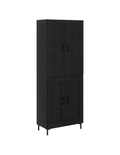 Credenza Rovere Nero 69,5 x 34 x 180 cm Legno multistrato 2