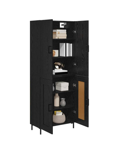 Credenza Rovere Nero 69,5 x 34 x 180 cm Legno multistrato