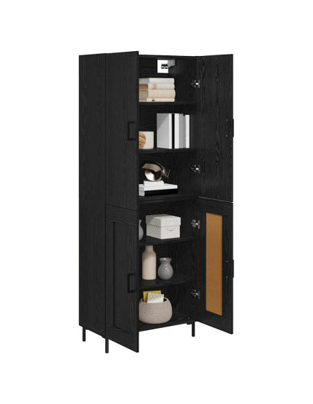 Credenza Rovere Nero 69,5 x 34 x 180 cm Legno multistrato