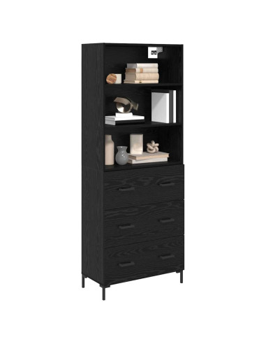 Credenza Rovere Nero 69,5 x 34 x 180 cm Legno multistrato