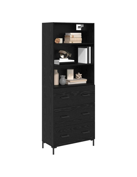 Credenza Rovere Nero 69,5 x 34 x 180 cm Legno multistrato