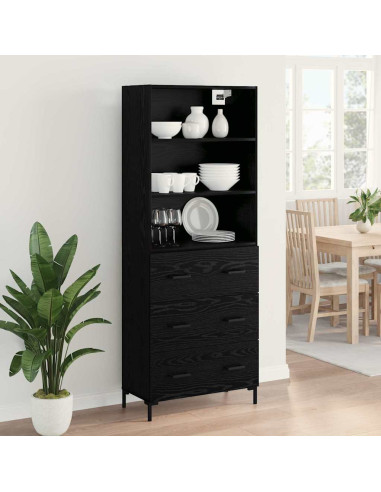 Credenza Rovere Nero 69,5 x 34 x 180 cm Legno multistrato