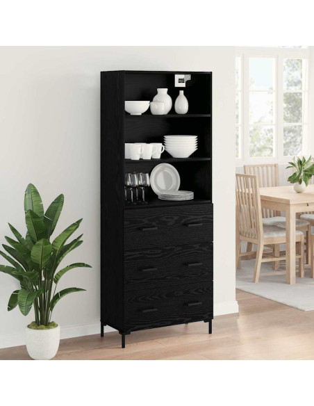 Credenza Rovere Nero 69,5 x 34 x 180 cm Legno multistrato