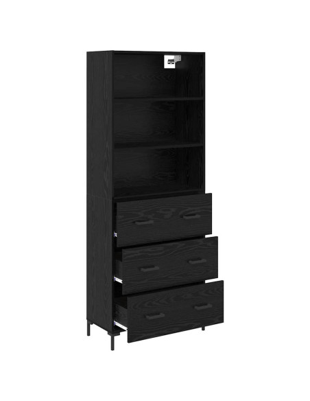 Credenza Rovere Nero 69,5 x 34 x 180 cm Legno multistrato