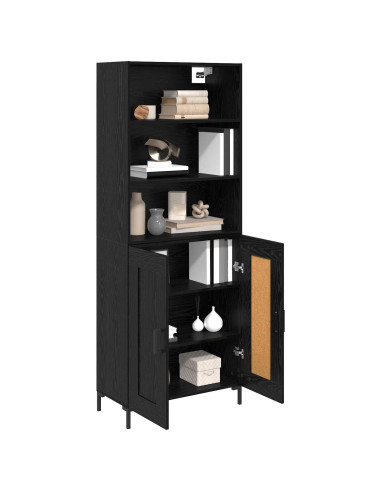 Credenza Rovere Nero 69,5 x 34 x 180 cm Legno multistrato