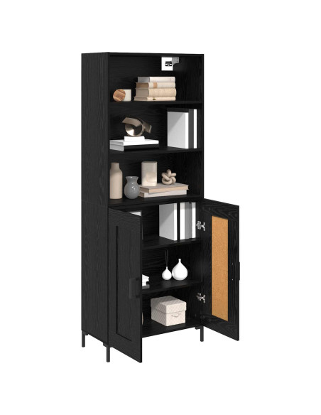 Credenza Rovere Nero 69,5 x 34 x 180 cm Legno multistrato