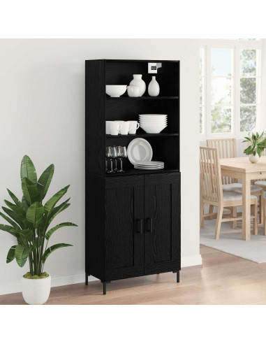 Credenza Rovere Nero 69,5 x 34 x 180 cm Legno multistrato