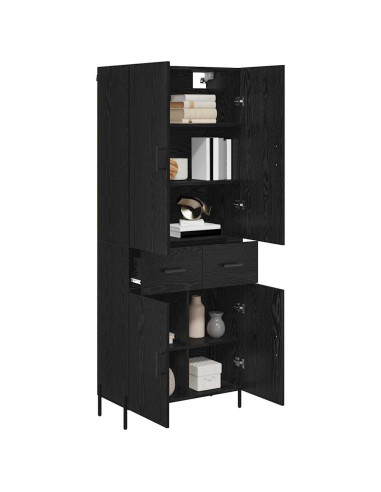 Credenza Rovere Nero 69,5 x 34 x 180 cm Legno multistrato