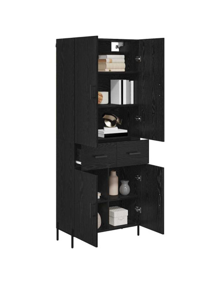 Credenza Rovere Nero 69,5 x 34 x 180 cm Legno multistrato