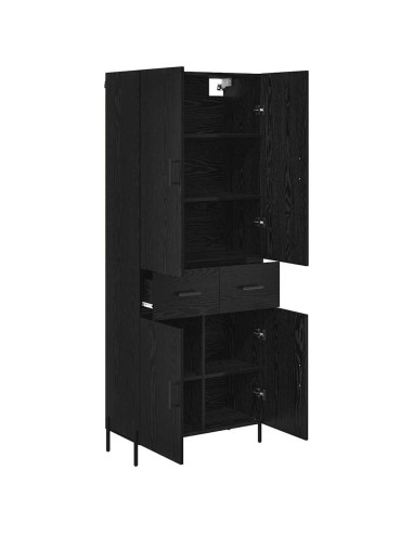 Credenza Rovere Nero 69,5 x 34 x 180 cm Legno multistrato