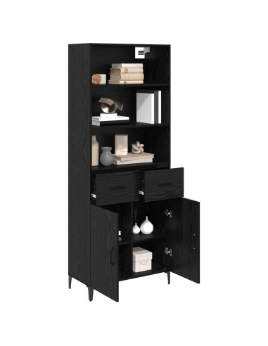 Credenza Rovere Nero 69,5 x 34 x 180 cm Legno multistrato