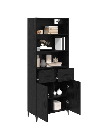 Credenza Rovere Nero 69,5 x 34 x 180 cm Legno multistrato