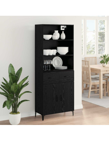 Credenza Rovere Nero 69,5 x 34 x 180 cm Legno multistrato