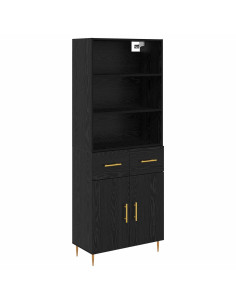 Credenza Rovere Nero 69,5 x 34 x 180 cm Legno multistrato 2