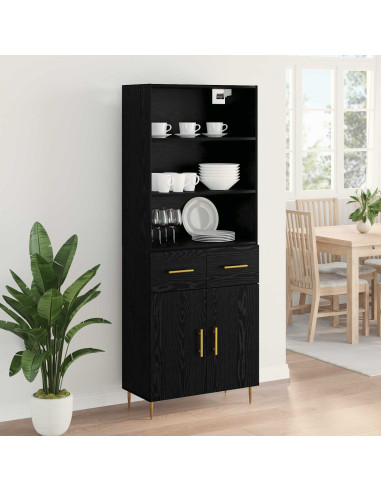 Credenza Rovere Nero 69,5 x 34 x 180 cm Legno multistrato