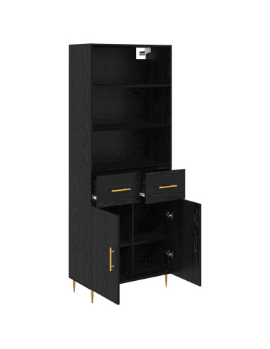 Credenza Rovere Nero 69,5 x 34 x 180 cm Legno multistrato