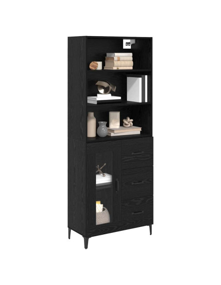 Credenza Rovere Nero 69,5 x 34 x 180 cm Legno multistrato