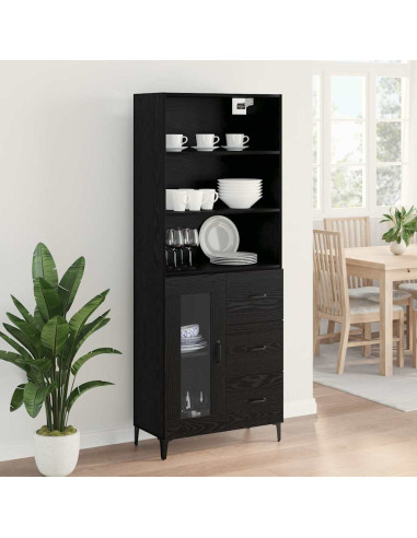 Credenza Rovere Nero 69,5 x 34 x 180 cm Legno multistrato