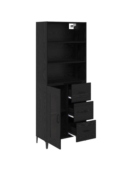 Credenza Rovere Nero 69,5 x 34 x 180 cm Legno multistrato