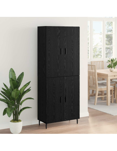 Credenza 2 pcs Rovere nero Legno Stratificato e Vetro