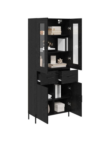 Credenza Rovere Nero 69,5 x 34 x 180 cm Legno multistrato