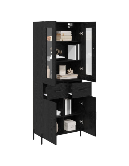 Credenza Rovere Nero 69,5 x 34 x 180 cm Legno multistrato