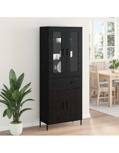 Credenza Rovere Nero 69,5 x 34 x 180 cm Legno multistrato