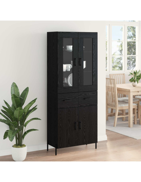 Credenza Rovere Nero 69,5 x 34 x 180 cm Legno multistrato