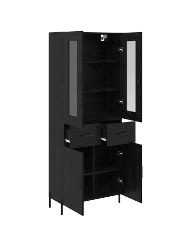 Credenza Rovere Nero 69,5 x 34 x 180 cm Legno multistrato