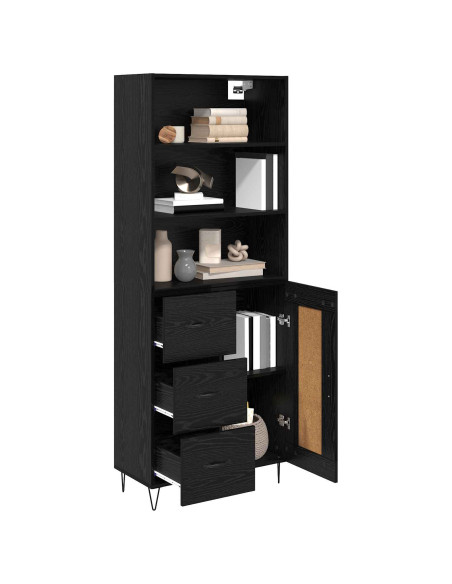 Credenza con cassetto 2 pcs Rovere Nero Legno multistrato