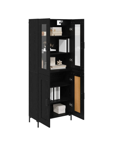 Credenza 2 pcs Rovere Nero Legno multistrato