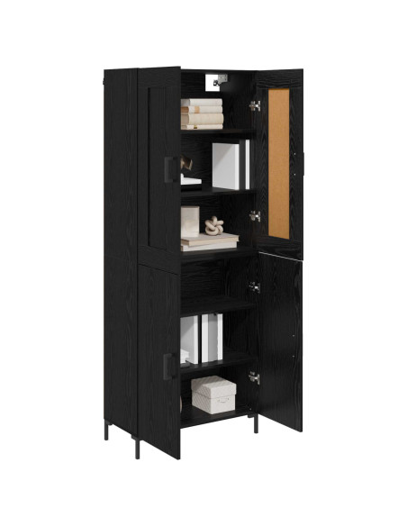 Credenza 2 pcs Rovere Nero Legno multistrato