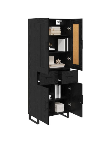 Credenza Rovere Nero 69,5 x 34 x 180 cm Legno multistrato