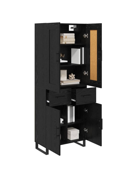 Credenza Rovere Nero 69,5 x 34 x 180 cm Legno multistrato