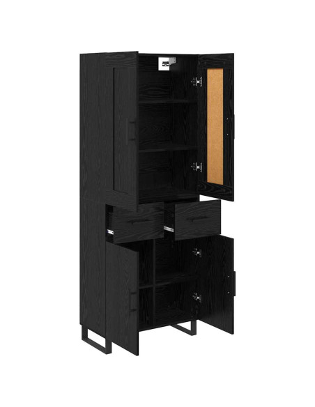 Credenza Rovere Nero 69,5 x 34 x 180 cm Legno multistrato