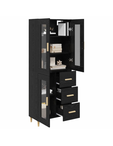 Credenza Rovere Nero 69,5 x 34 x 180 cm Legno multistrato