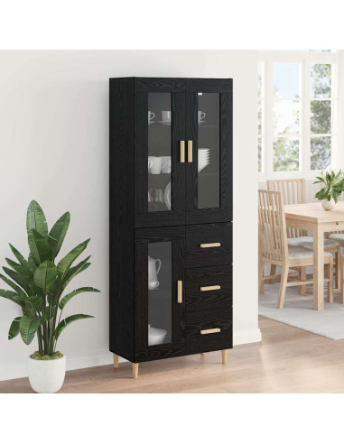 Credenza Rovere Nero 69,5 x 34 x 180 cm Legno multistrato