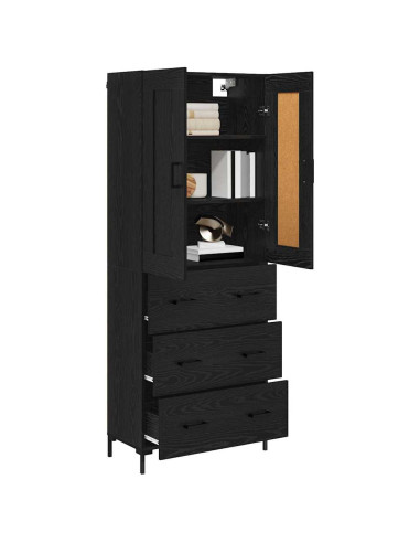 Credenza con cassetto 2 pcs Rovere Nero Legno multistrato