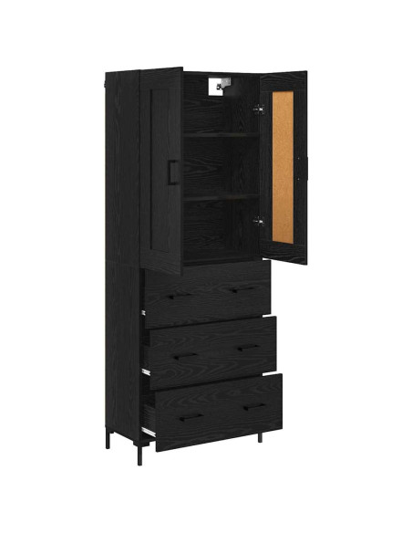 Credenza con cassetto 2 pcs Rovere Nero Legno multistrato