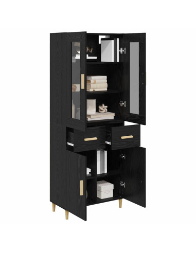 Credenza Rovere Nero 69,5 x 34 x 180 cm Legno multistrato