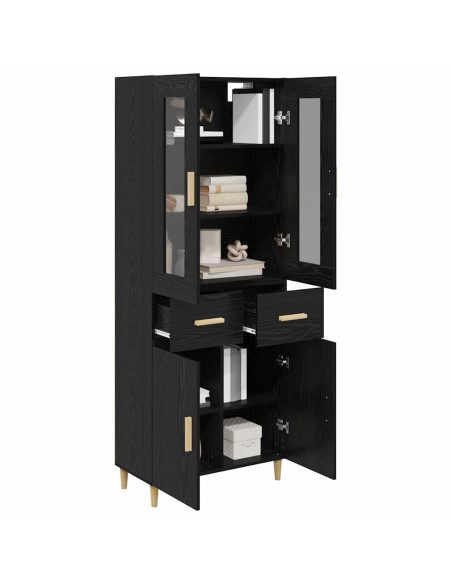 Credenza Rovere Nero 69,5 x 34 x 180 cm Legno multistrato