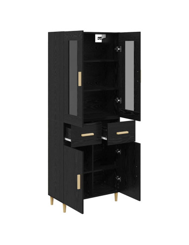 Credenza Rovere Nero 69,5 x 34 x 180 cm Legno multistrato