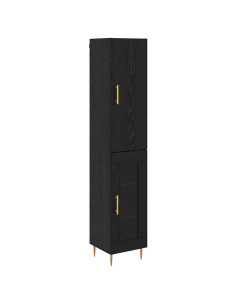 Credenza 2 pcs Rovere Nero Legno multistrato 2