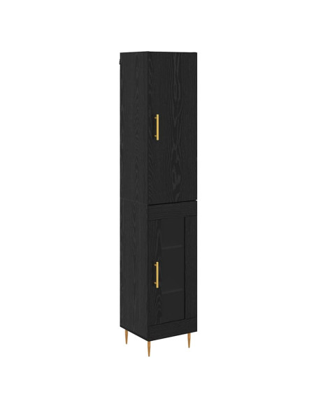 Credenza 2 pcs Rovere Nero Legno multistrato