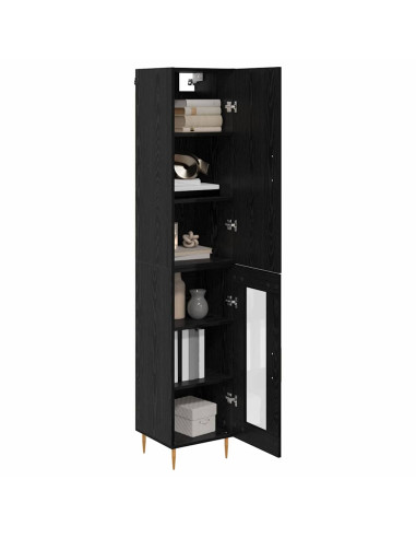 Credenza 2 pcs Rovere Nero Legno multistrato