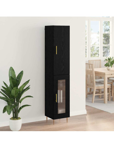 Credenza 2 pcs Rovere Nero Legno multistrato