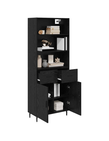 Credenza con cassetto Rovere Nero 69,5 x 34 x 180 cm