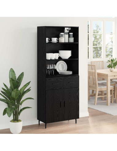 Credenza con cassetto Rovere Nero 69,5 x 34 x 180 cm