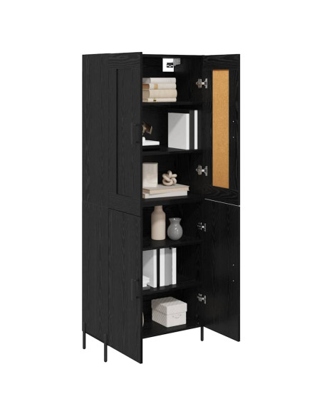 Credenza 2 pcs Rovere Nero Legno multistrato