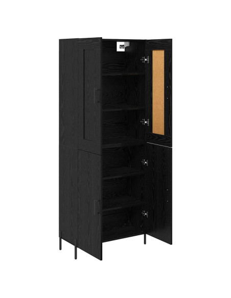 Credenza 2 pcs Rovere Nero Legno multistrato